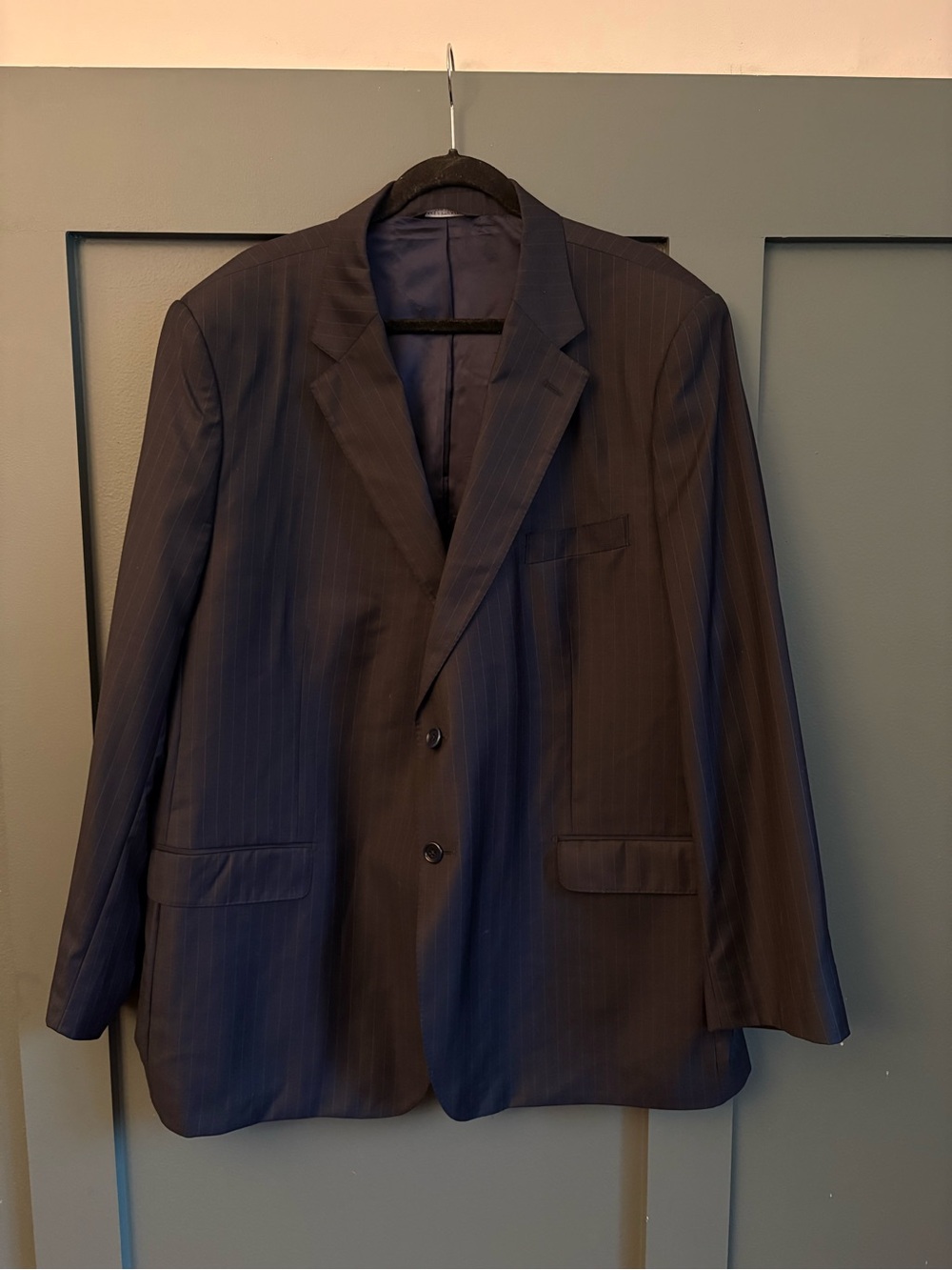 50R Ermenegildo Zegna Saks Fifth Avenue Blazer Navy Blue Pin Stripes 100% Wool